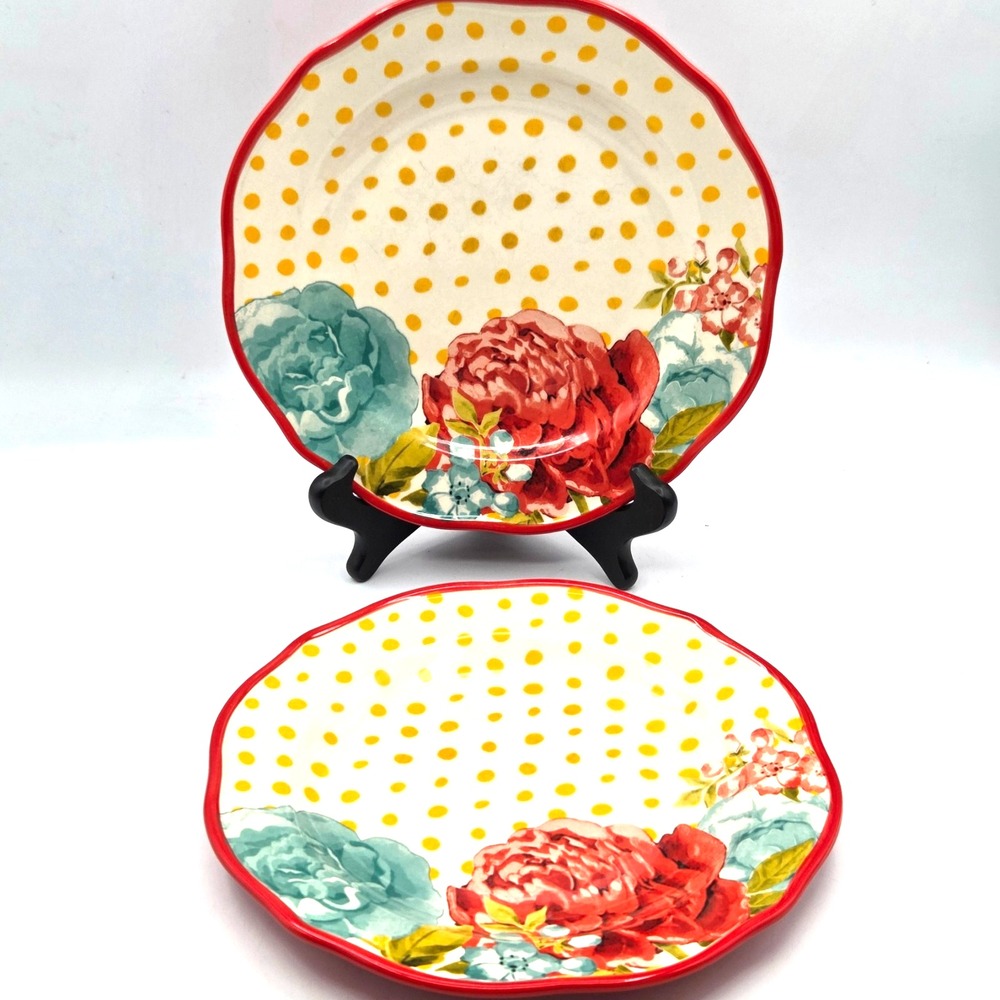 The Pioneer Woman Blossom Jubilee Salad Dessert Plates 8.5"  Stoneware Set of 2